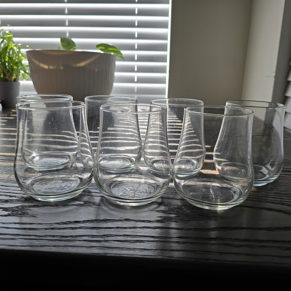Clear 4in Glass Tumbler Set of 7 EUC